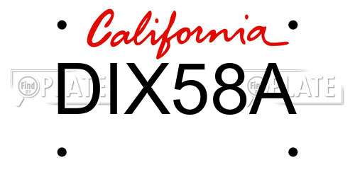 DIX58A California License Plate