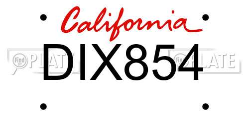 DIX854 California License Plate