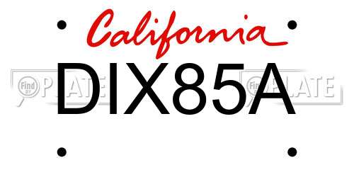 DIX85A California License Plate