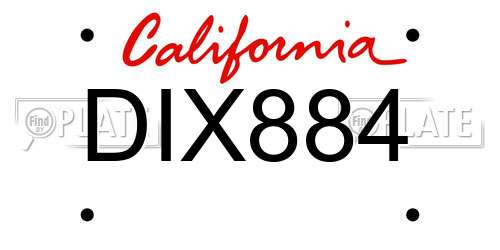 DIX884 California License Plate