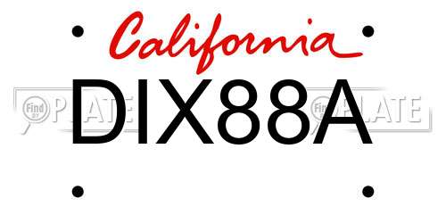 DIX88A California License Plate