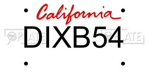 DIXB54 California License Plate