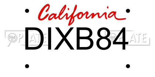 DIXB84 California License Plate