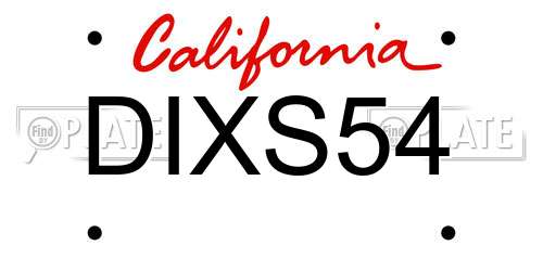 DIXS54 California License Plate