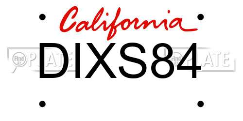 DIXS84 California License Plate