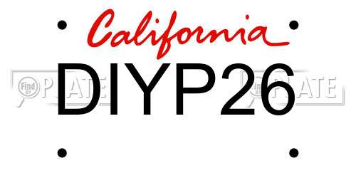 DIYP26 California License Plate