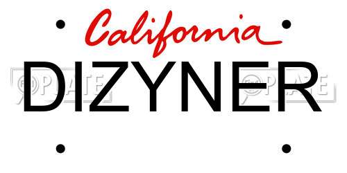 DIZYNER California License Plate