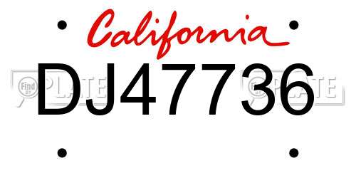 DJ47736 California License Plate