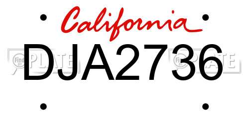 DJA2736 California License Plate