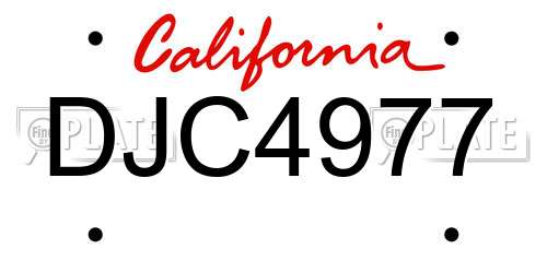 DJC4977 California License Plate