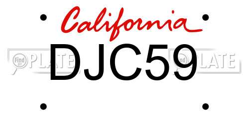 DJC59 California License Plate