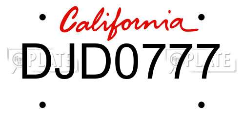 DJD0777 California License Plate