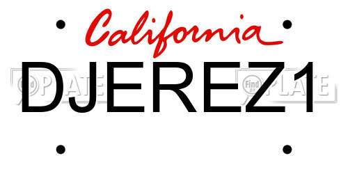 DJEREZ1 California License Plate