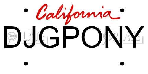 DJGPONY California License Plate