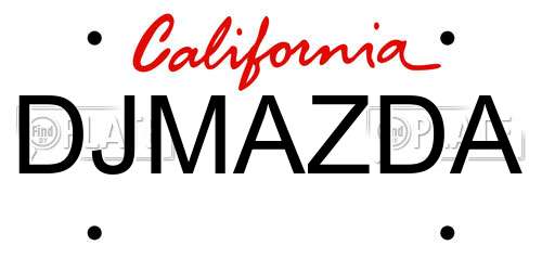 DJMAZDA California License Plate