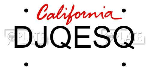 DJQESQ California License Plate