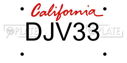 DJV33 California License Plate
