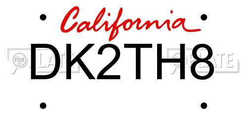 DK2TH8 California License Plate