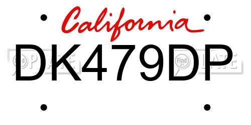 DK479DP California License Plate