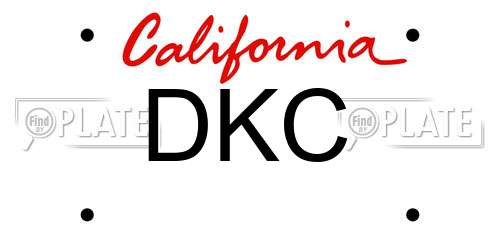 DKC California License Plate