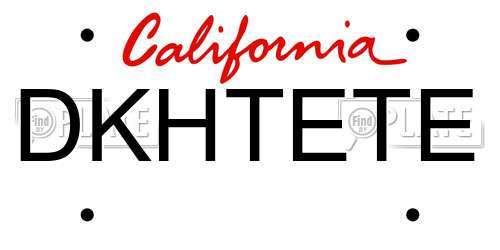 DKHTETE California License Plate