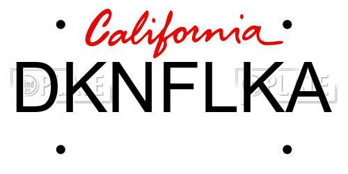 DKNFLKA California License Plate