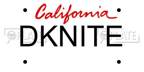 DKNITE California License Plate