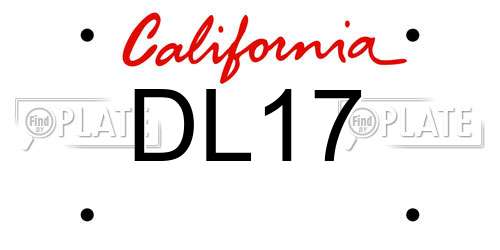 DL17 California License Plate
