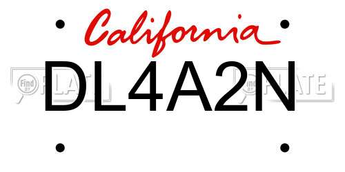 DL4A2N California License Plate