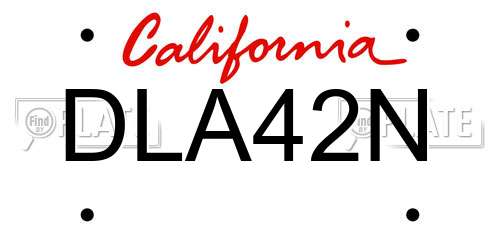 DLA42N California License Plate