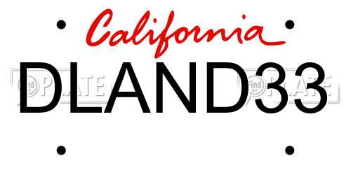 DLAND33 California License Plate