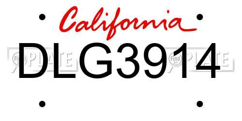 DLG3914 California License Plate