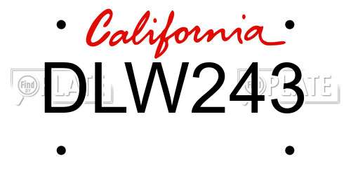 DLW243 California License Plate