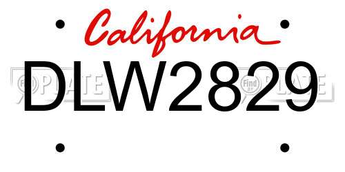 DLW2829 California License Plate