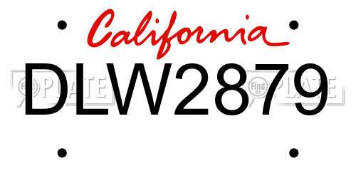 DLW2879 California License Plate
