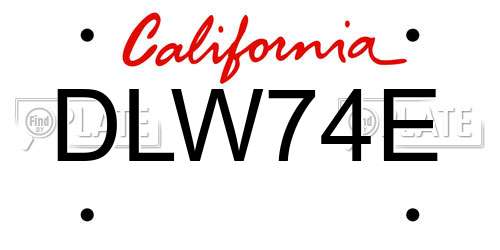 DLW74E California License Plate