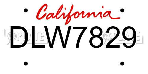 DLW7829 California License Plate