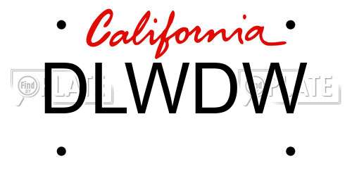 DLWDW California License Plate