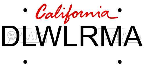 DLWLRMA California License Plate