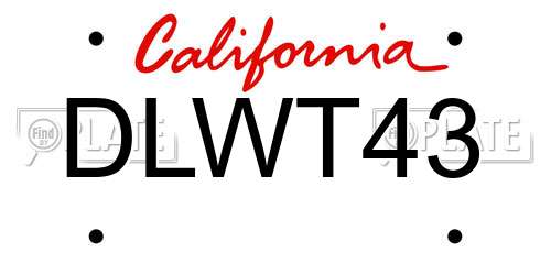 DLWT43 California License Plate
