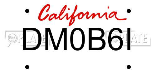 DM0B6I California License Plate