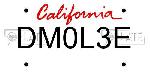 DM0L3E California License Plate