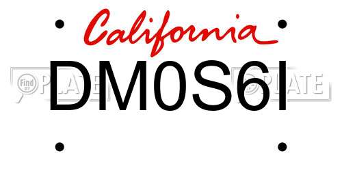 DM0S6I California License Plate