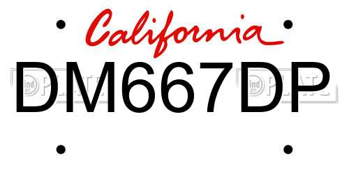 DM667DP California License Plate