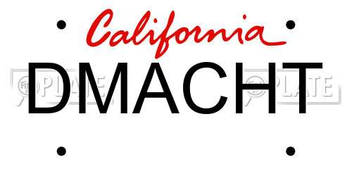 DMACHT California License Plate