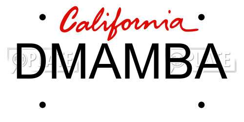 DMAMBA California License Plate