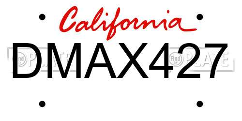 DMAX427 California License Plate