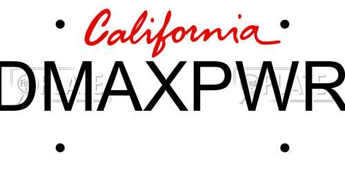 DMAXPWR California License Plate
