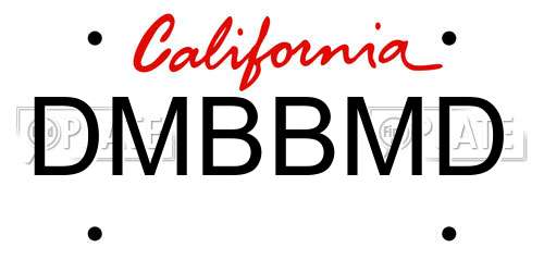 DMBBMD California License Plate