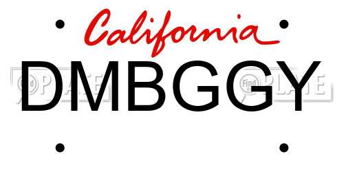 DMBGGY California License Plate